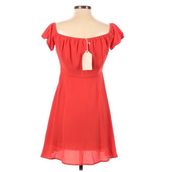 Entro Off Shoulder Orange Dress - Picture 2 of 5